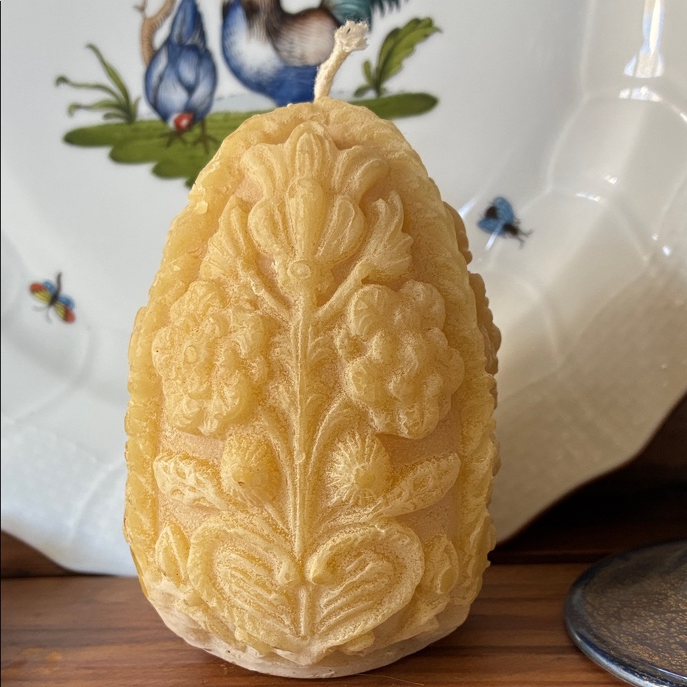 Ornate Yellow Beeswax Candle